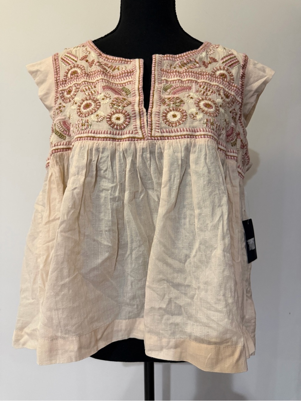 Lucky Brand Embroidered Boho Peasant Top NWT Size M